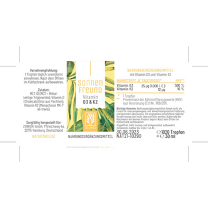 Sonnenfreund Vitamin D3 Tropfen (D3 + K2)